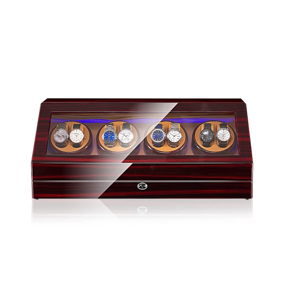 CGCSYZ Automatic Watch Winder Box 5 Modes 8+12 Mechanical Wristwatch Shaker Winding Box With Quiet Motor Wooden Self Winding Watch Turner Rotator Spinner Display Storage Case (Brown B)