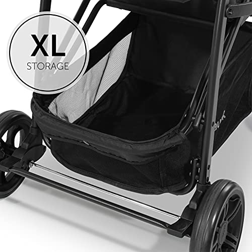 Image of Hauck Rapid 4 Baby Stroller-Ultra Compact and Lightweight Buggy with 5-Point Harness, One Hand Fold, Removable Bumer Bar, Pram for Kids from Birth Up to 25 Kg-Approx. 4 Years,Black