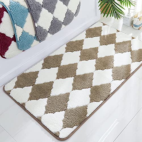 COSY HOMEER Tapis de salle de bain antidérapant - 100 x 60 cm - En microfibre douce - Lavable en machine - Absorption d'eau - Moelleux - Pour chauffage au sol - Douche, baignoire, porte, beige, crème Cover