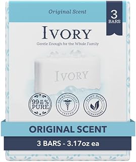 Ivory Original Bath Bar Soap with Notes of Aloe Scent, 3.17 oz (Pack of 3)