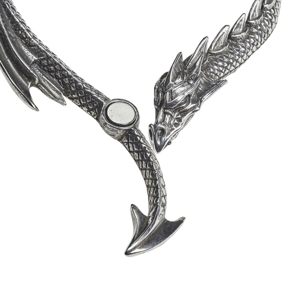 Alchemy Gothic Dragons Lure Necklace Donna Collana colore argento