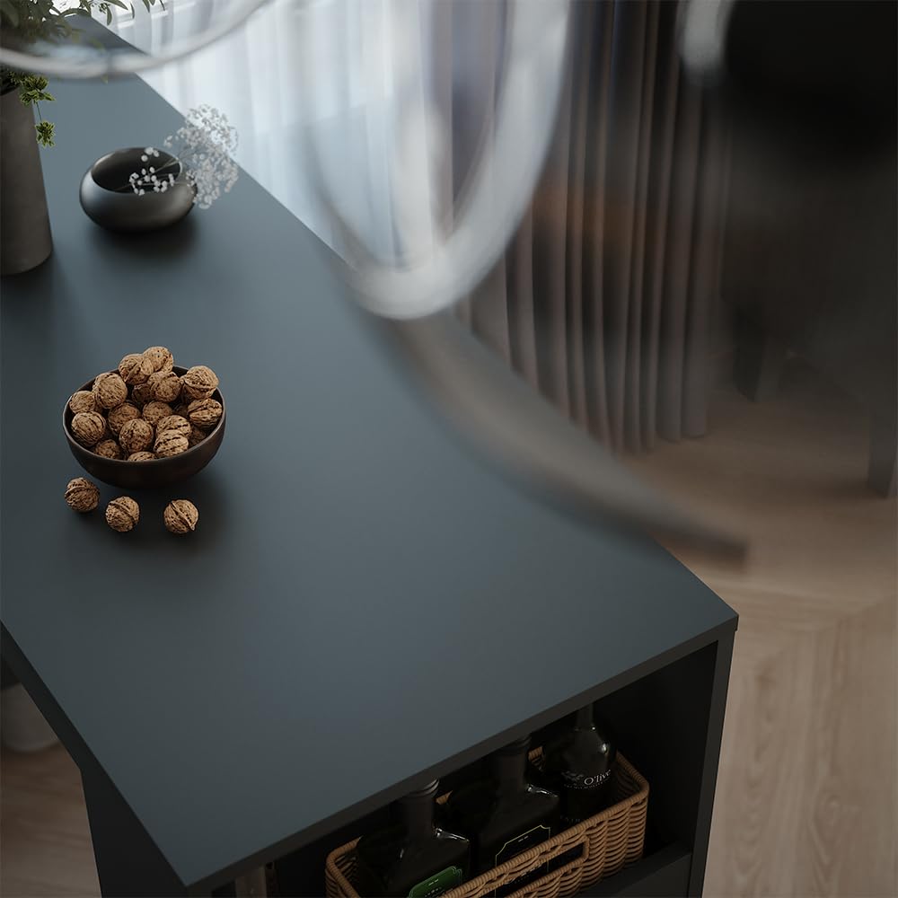 Vicco Bartisch Repose, Anthrazit, 45 x 110 cm, mit Ablagefächern zur Aufbewahrung von Küchenutensilien