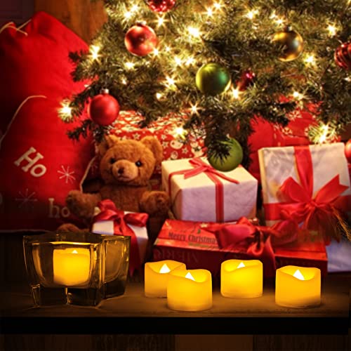 Image of CANDLE CHOICE Battery Operated Flameless Tea Lights Small Bright Flickering LED Electric Fake Votive Tealight Candles Halloween Pumpkin Lights Wedding Christmas Decorations Table Centerpieces 6 PCS