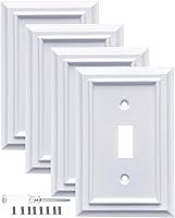 KISRVOPN Pure White Bamboo Fiber Decorative Outlet Covers - 1 Gang Toggle Light Switch Wall Plates, Eco-Friendly 4-Pack