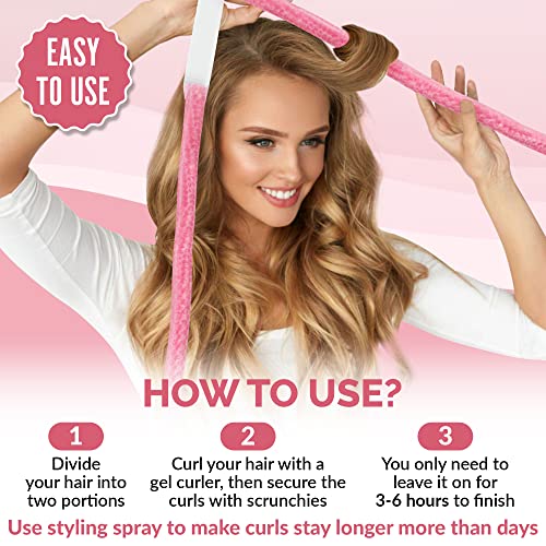 Jelly Curls - Blue Low Heat Gel Curler For Damage Free Curls, Long Hair Wrap Gelcurler, Alternative To Heatless Curlers, Jellycurls Soft Hair Rollers Or Curling Rod (Pink) #TOP5