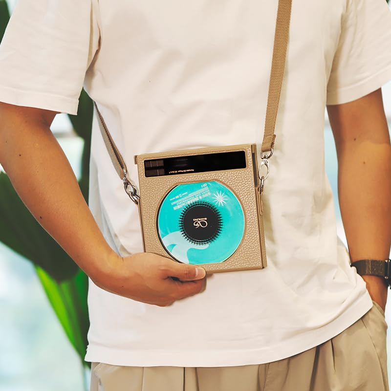 Shanling EC Zero T Lederhülle, Schutzhülle mit magnetischer Befestigung & visuellem Sonnendach, tragbare PU-Lederhülle mit Metallclip für Shanling EC Zero/EC Zero T CD-Player (Grau)