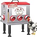 10-Gal 55LB Metal Chicken Feeder with Window, Dual No-Waste Design, Automatic Large Chicken Feeder for Outdoor Coops, Rust-Proof Alloy Steel Poultry Feeder with Adjustable Legs
