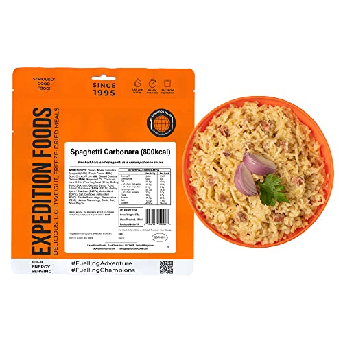 EXPEDITION FOODS Spaghetti Carbonara (High Energy Serving / 800KCAL) | Freeze-Dried Camping & Hiking Food