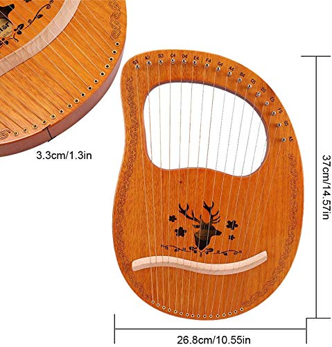 Lyre Harp16 Metal Strings, Harp Portable Lyre with String Tuning Wrench and Black Gig Bag, Mahogany Ancient Style Lyre Suitable for Music Lovers, Beginners, Children, Adults - Thumbnail 4