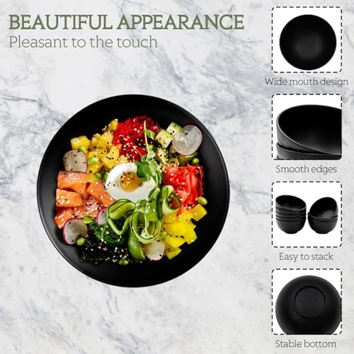 Miniatura 3 de Alwaiiz 8 Piezas Tazones De Cereales De Plástico, No Fácil De Romper, Cuenco De Desayuno, Cuenco De Plástico Para Cereales, Ensaladas Y Sopas De Fideos De Arroz, Negro