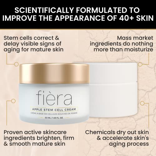 Fièra Apple Stem Cell Moisturizing Cream - Women Anti Aging Skincare For Face, Day And Night - Combats Dark Spots & Wrinkles With Hyaluronic Acid, Sea Buckthorn Oil - 50 Ml / 1.69 Fl. Oz. #TOP6