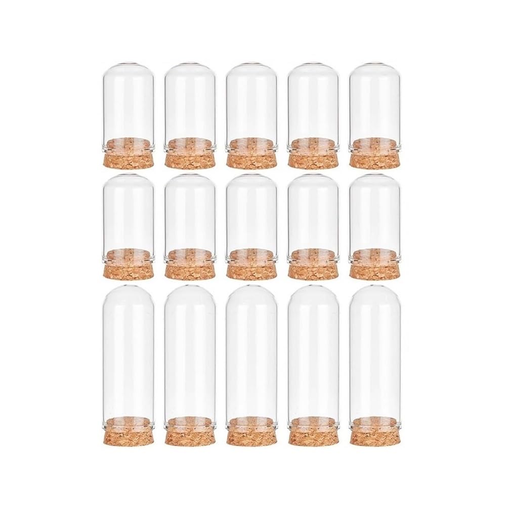 WYQXTY Clear Glass Cloche Display Glass Display Dome Cloches with Cork Bases, 18pcs, 50mm and 70mm Height, Favor Decoration