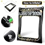 Graduation Decorations Class of 2026 Graduation Photo Booth Frame, Inflatable Selfie Grad Frame Photo Props, Black Gold Congratulate Frame Prop for 2026 Grad Party Favor Supplies - Image 3