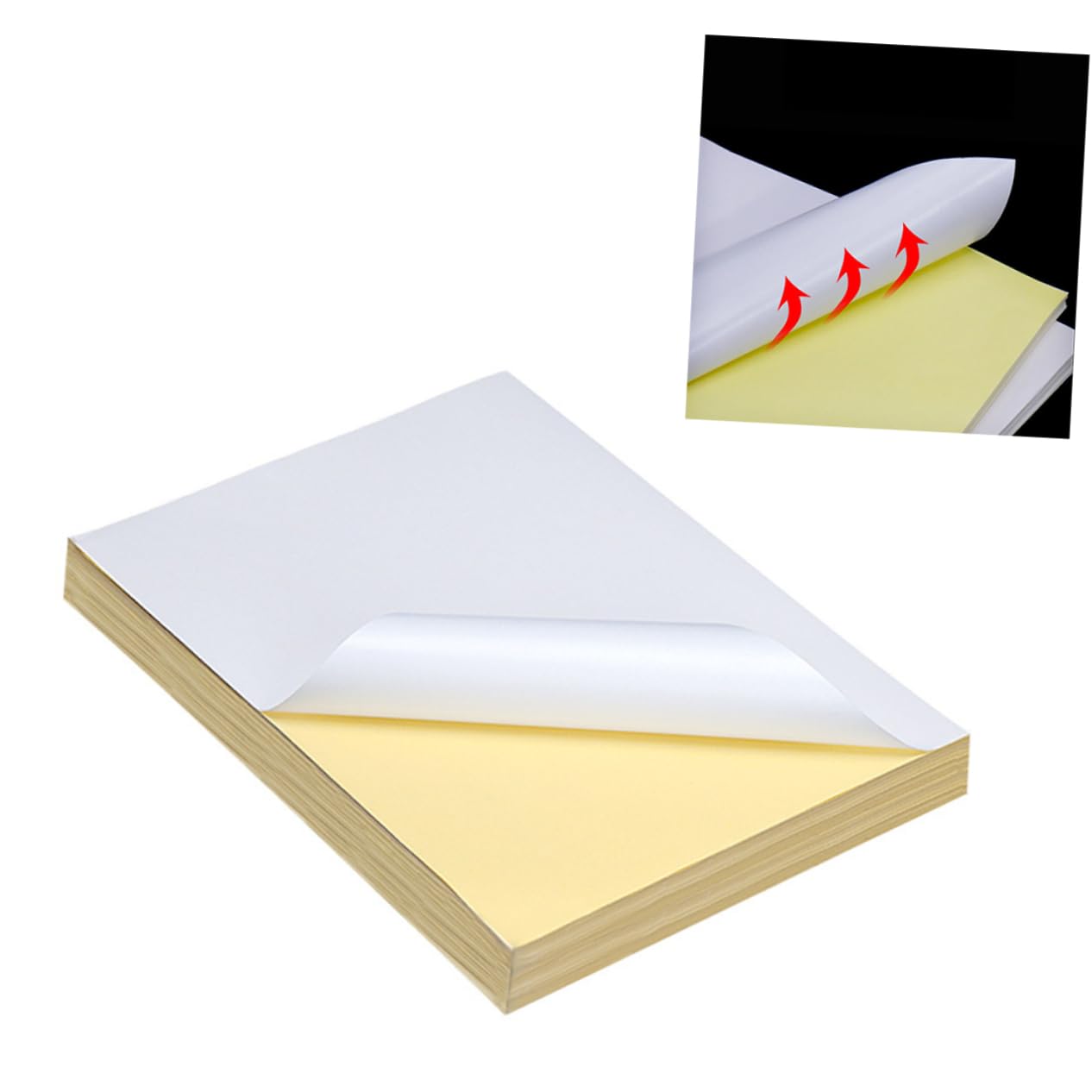Papel de Etiquetas A4 100 Hojas Blanco Adhesivo para Imprimir