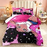 FJKJHKGJ African American Comforter Sets for Girls, Black Girls Kids Comforter Sets 2 Piece Pink Twin Size Bedding with 1 Pillowcase