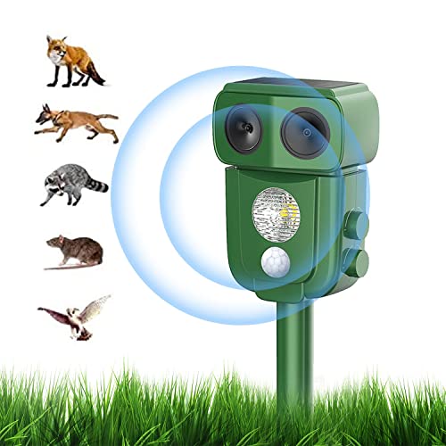 Repellente Gatti Ultrasuoni Solare, Impermeabile a Frequenza Professionale Repellente Gatti, Dotato di sensore infrarosso, Adatto a gatti, topi, scoiattoli, ricci, piccioni