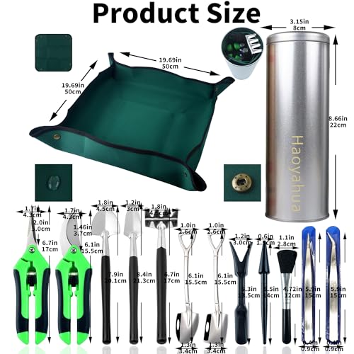 Set de 14 piezas para suculentas con herramientas y tapete impermeable miniatura 3