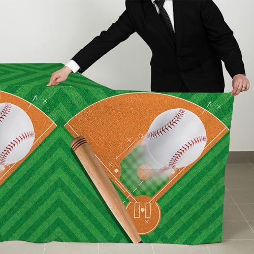 Image of Gatherfun Baseball Party Supplies: 2-Pack Baseball Birthday Decorations with Disposable Plastic Tablecloth - Table Cover for Baseball Games & Parties, 54 x 108 Inch