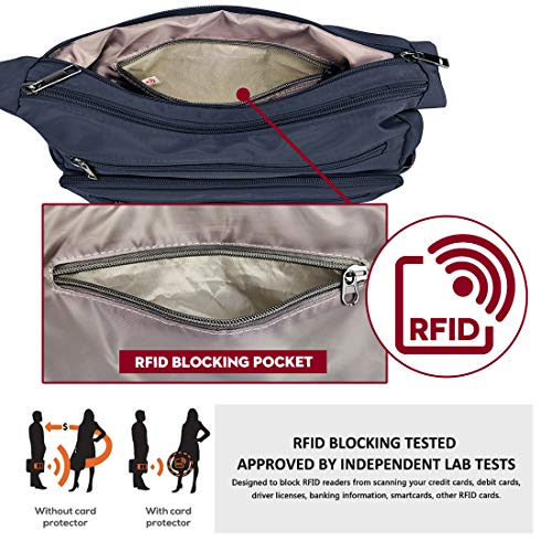 Image of VOLGANIK ROCK RFID Purses for Women Fabric Nylon Multi Pocket Crossbody Bag Ladies Travel Handbag
