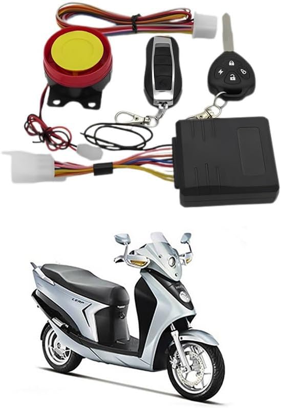 One Way Security Alarm Kit System 12V Waterproof,Remote Control, Anti-Theft Two Wheeler (Bike,Motorcycles and Scooters) 120 db Alarm and Flashing Light for Hero Leap Hybrid SES