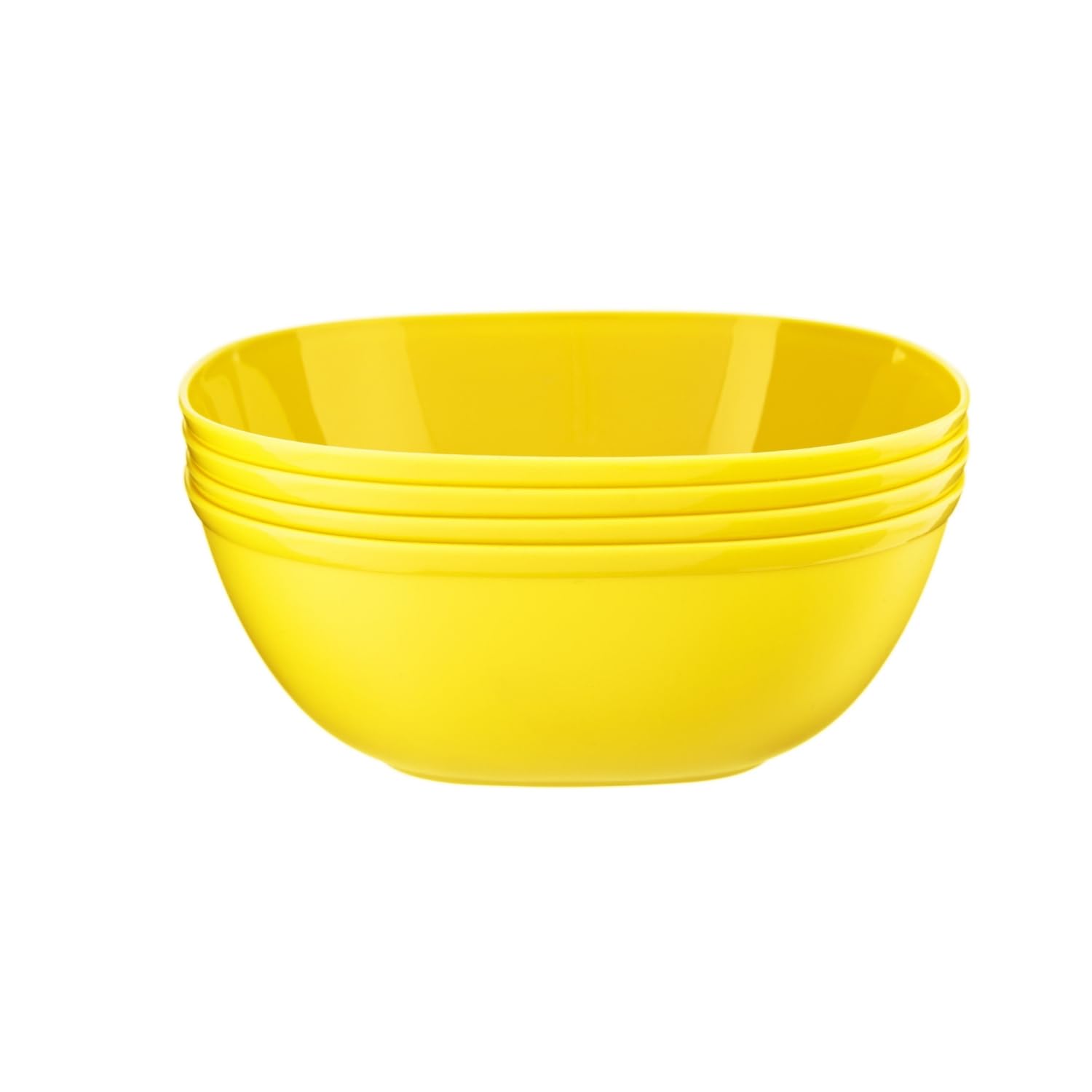 HOMESHOPA Yellow Plastic Square Cereal Bowls, 4 Pack Party Serving Bowls, Reusable Tableware, Unbreakable, Microwave, Dishwasher & Freezer Safe โ image 1