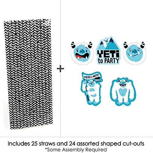 Decoración de Pitillos de Papel Yeti para Fiesta Pack 24 miniatura 3