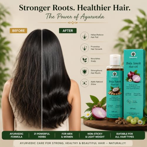 Image of KALPSHREE Hair Growth Oil 100 ml | Ayurvedic Hair Oil with Onion, Bhringraj, Almond, Jojoba, Rosemary | Dandruff & Hair Fall Control & Boost Hair Growth | For Men & Women | Scalp Nourishment & Hair Strengthening