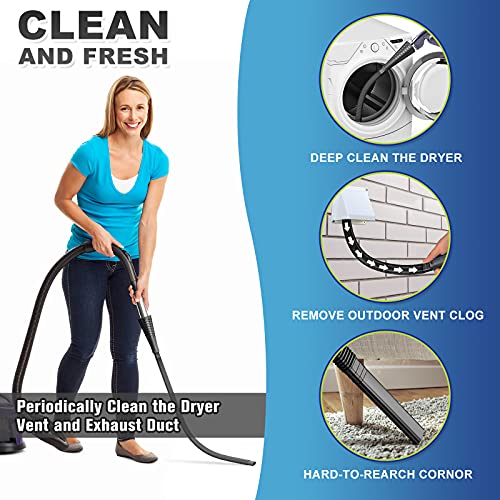 PetOde Dryer Vent Cleaner Kit Dryer Vent Vacuum Attachment Lint Remover Power Washer and Dryer Vent Vacuum Hose (Black)
