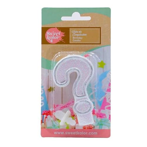 Vela Plateada y Blanca con Purpurina - Vela Número para Pastel de Cumpleaños o Celebración - Velas Originales y Divertidas (Vela ?) Cover