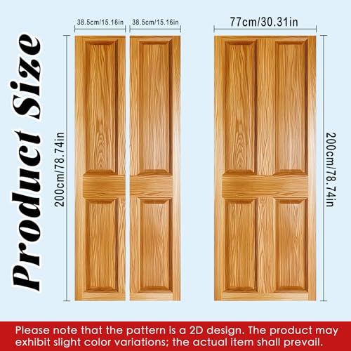 Image of Nuxovilar Wood Panel Door Stickers Peel Stick PVC 30.3x78.7 Inches Cover