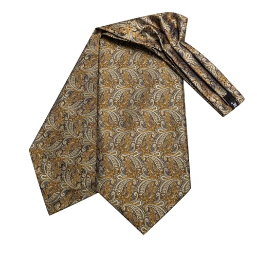 Image of Dubulle Paisley Floral Ascot for Men Self Tie Mens Cravat and Pocket Square Cufflinks Wedding