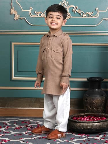 Image of POLKA TOTS Boys Cotton Pathani Set | Premium Pathani Kurta & Pyjama Set for Boys | Kurta Pajama for Kids Boy | Pathani Suit for Kids, Baby Boys & Toddlers | Ethnic Wear for Boy