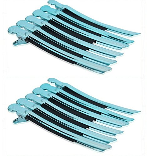 AKOAK 12 Pzs/Pack Pinzas de Peluquería Profesional de Acero Inoxidable Para Estilismo (Azul) miniatura 1