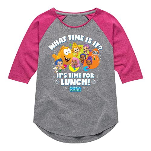 HYBRID APPAREL - Bubble Guppies - Time for Lunch - Toddler and Youth Girls Raglan Graphic T-Shirt - Size 4T