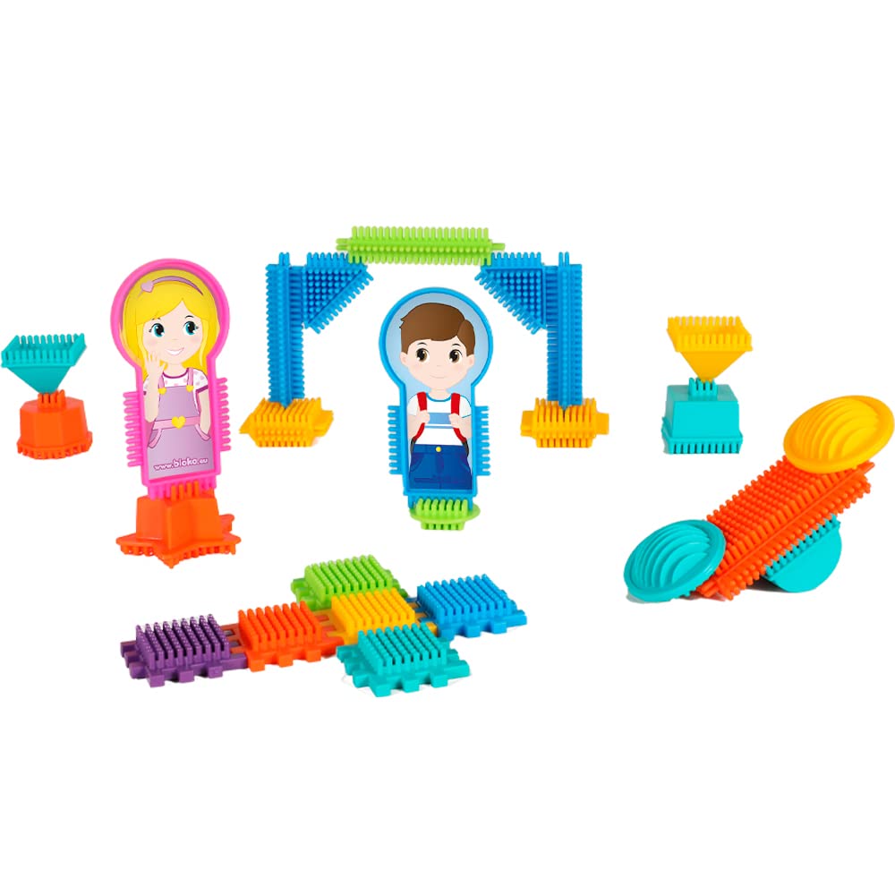 Bloko Set Da Costruzione 50 Pezzi Con 2 Figure Della Famiglia | Giocattolo Per Bambini Da 12 Mesi | Made In Europe