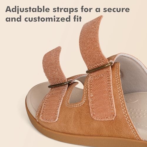 Image of V.Step Orthopedic Slides with Arch Support for Women Men, Adjustable Orthotic Sandals for Plantar Fasciitis Pain Relief Indoor Outdoor Brown W12 /M11