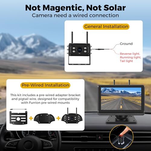 Image of Wireless Backup Camera for Truck RV, HD IPS 7 inch Monitor, Digital Wireless Camera System + IP69 Waterproof IR Night Vision, 10-Min Easy Install, 1080P Rear View Camera for Car, Van, Trailer and Camper