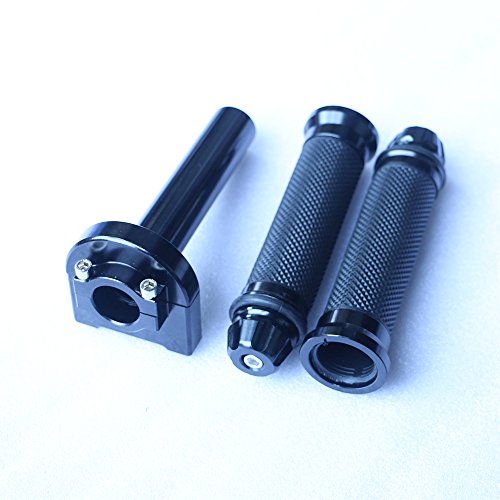 Yibid Motorcycle 7/8" Hand Grips and Quick Throttle Anodized CNC Twist Tube Lever Control for 22mm Handlebar Motorcross Honda Kawasaki Scooter Custom Sport Street Bike, Black