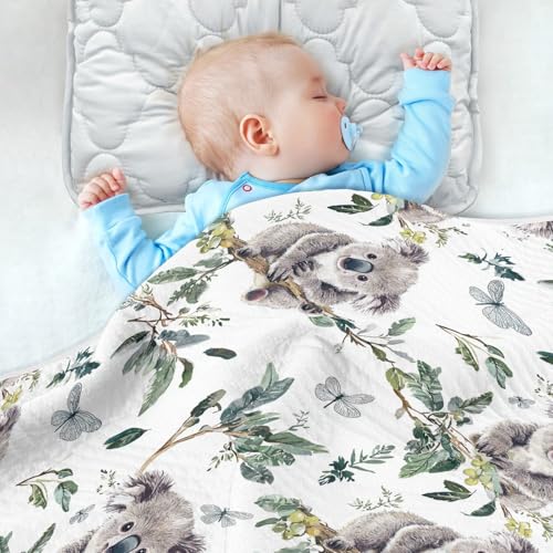 Image of Toddler Blanket for Baby Boy and Girl Soft Swaddle Blanket for Toddler and Infant 30X40in Funny Koala White