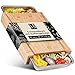 Loco Bird Premium Schneidebrett mit Auffangschalen - 44,8x30x2 cm - Ideales Gadget für die Küche - Set - Küchenbrett aus Bambus mit 2 Schalen aus Edelstahl