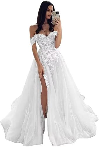 Hoepoly White Boho Lace Wedding Dresses for Bride 2025 Off