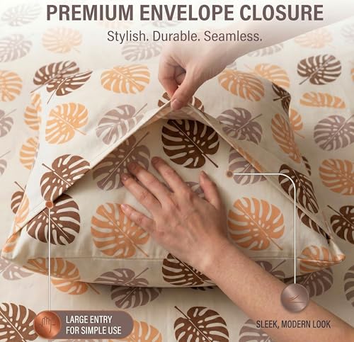 Image of VAS COLLECTIONS Cotton Pillow Cover Set of 2 (17x27 Inches) | Ultra Soft Breathable Pillow Cases for Bed | Skin Friendly, Fade Resistant & Comfortable Pillow Covers for Bedroom Decor (Light Beige)