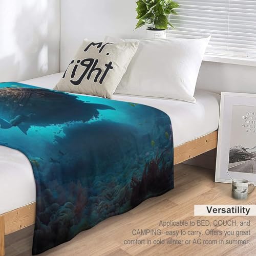 Manta de franela de mundo submarino infantil de 150 x 200 cm 7
