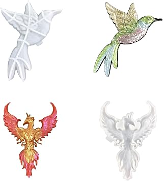 3D Resin Molds Set, Phoenix and Hummingbird Wall Art Silicone Molds for Epoxy Casting, Home Decor, 2pcs of molds
