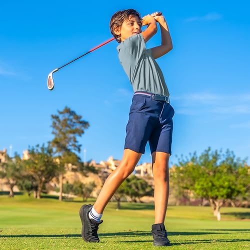 Image of Boys Polo Shirts Short Sleeve Striped Performance Moisture Wicking Dry Fit Golf Shirts for Boys Youth Kids