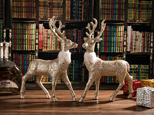 Arcci Reindeer Decorations Standing Christmas Figurines Deer, Gold Glitter Holiday Reindeer (Champagne Gold) #TOP1