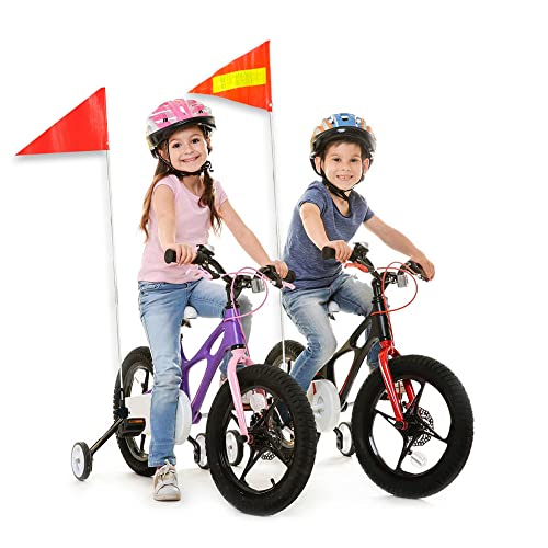 2 Sets Bike Flag With Pole, 6 Feet Height Adjustable Waterproof Orange Safety Flag Sturdy Fiberglass Bicycle Flag Pole For Kids Outdoor Cycling Supplies (Red Yellow And White) #TOP3