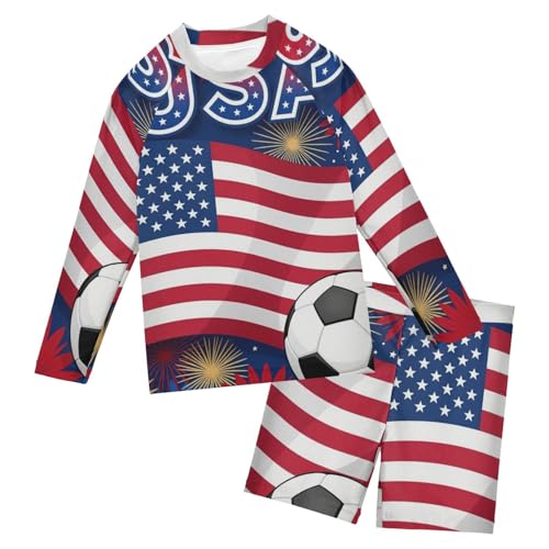 Ropa de playa infantil con bandera de EE. UU. conjunto UV para piscina de 3 a 10 años