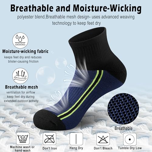 Image of Gonii Mens Athletic Ankle Socks 5-Pairs | Running,Hiking,Sports,Workout,Gym,Golf,Blister Defense,Cushioned,Arch Support,Compression,Comfortable,Quarter