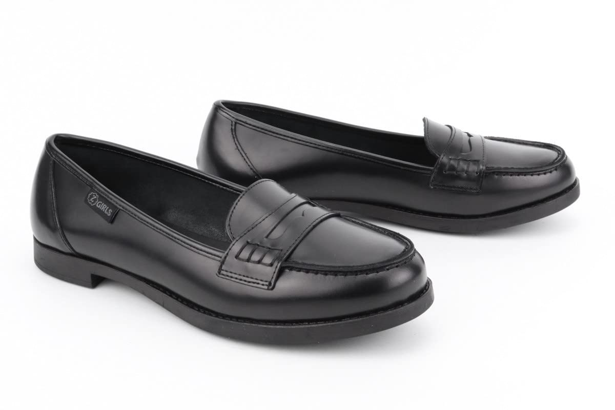 Zapato Castellano NIÑA Uniforme Escolar Impermeables Resistentes Mocasin Uni 483 College Negro